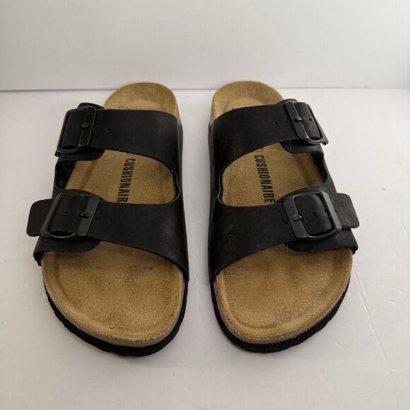 Womens Cushionaire Black Cork Footbed Sandals Size 6.5 EUC - Picture 4 of 9